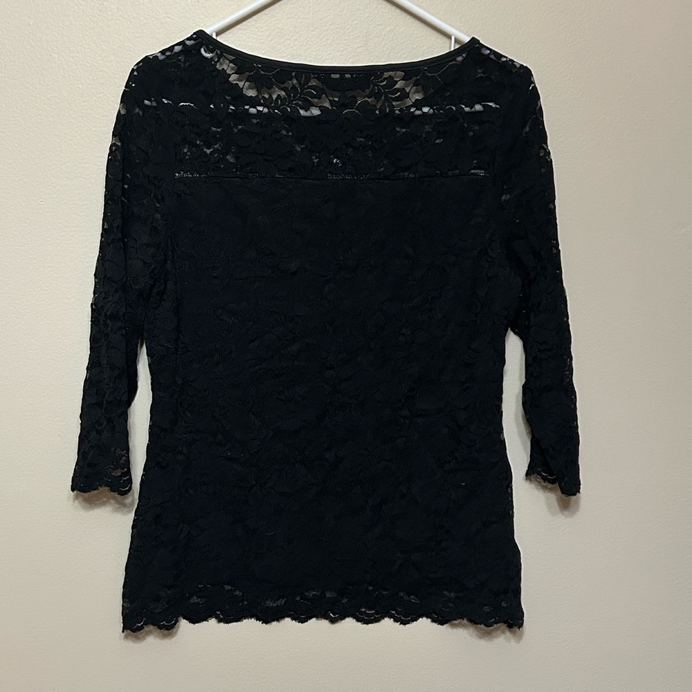 Allegra K Black Lace Blouse NWT Size M - Picture 2 of 6